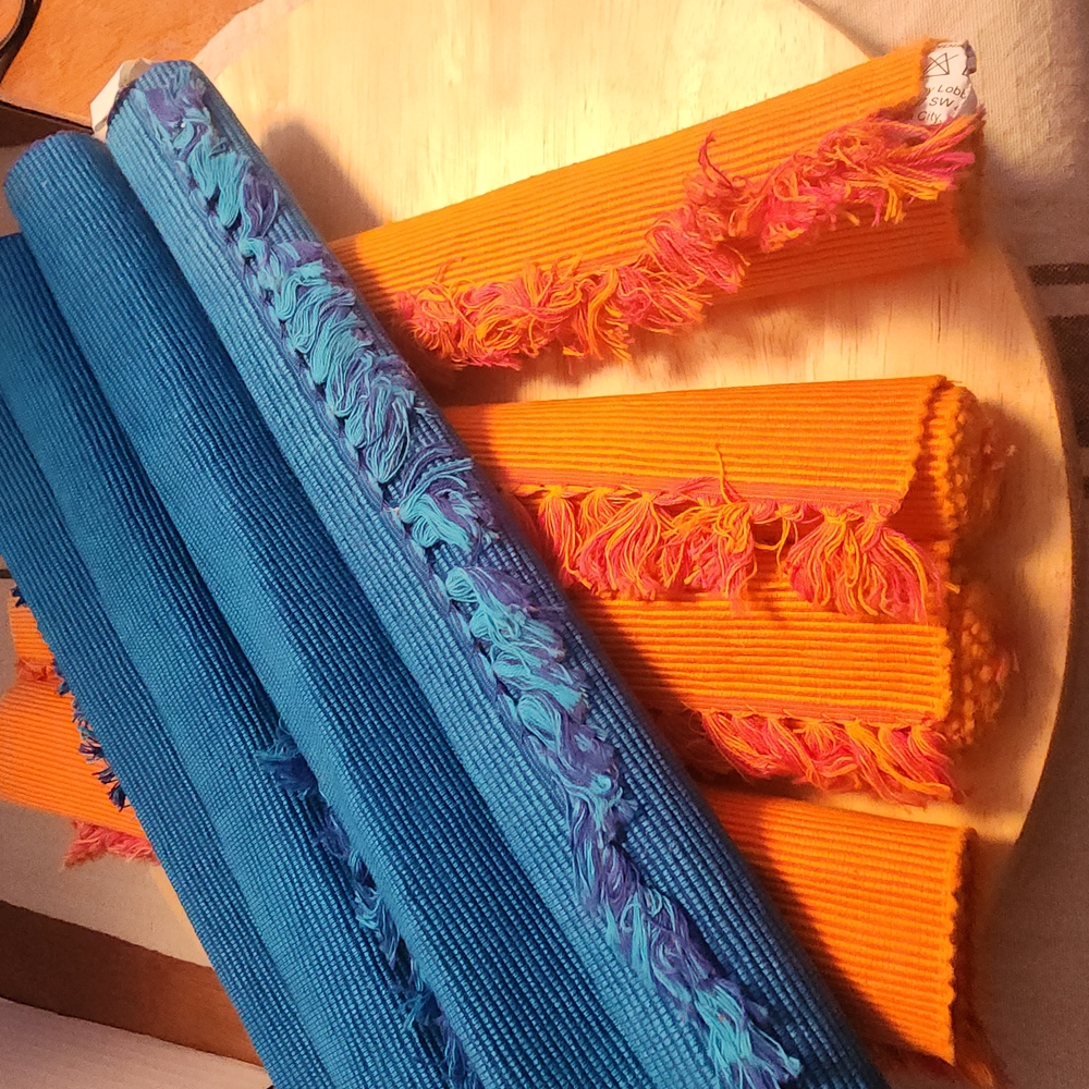 Vibrant Orange and Blue Textured Home Accent